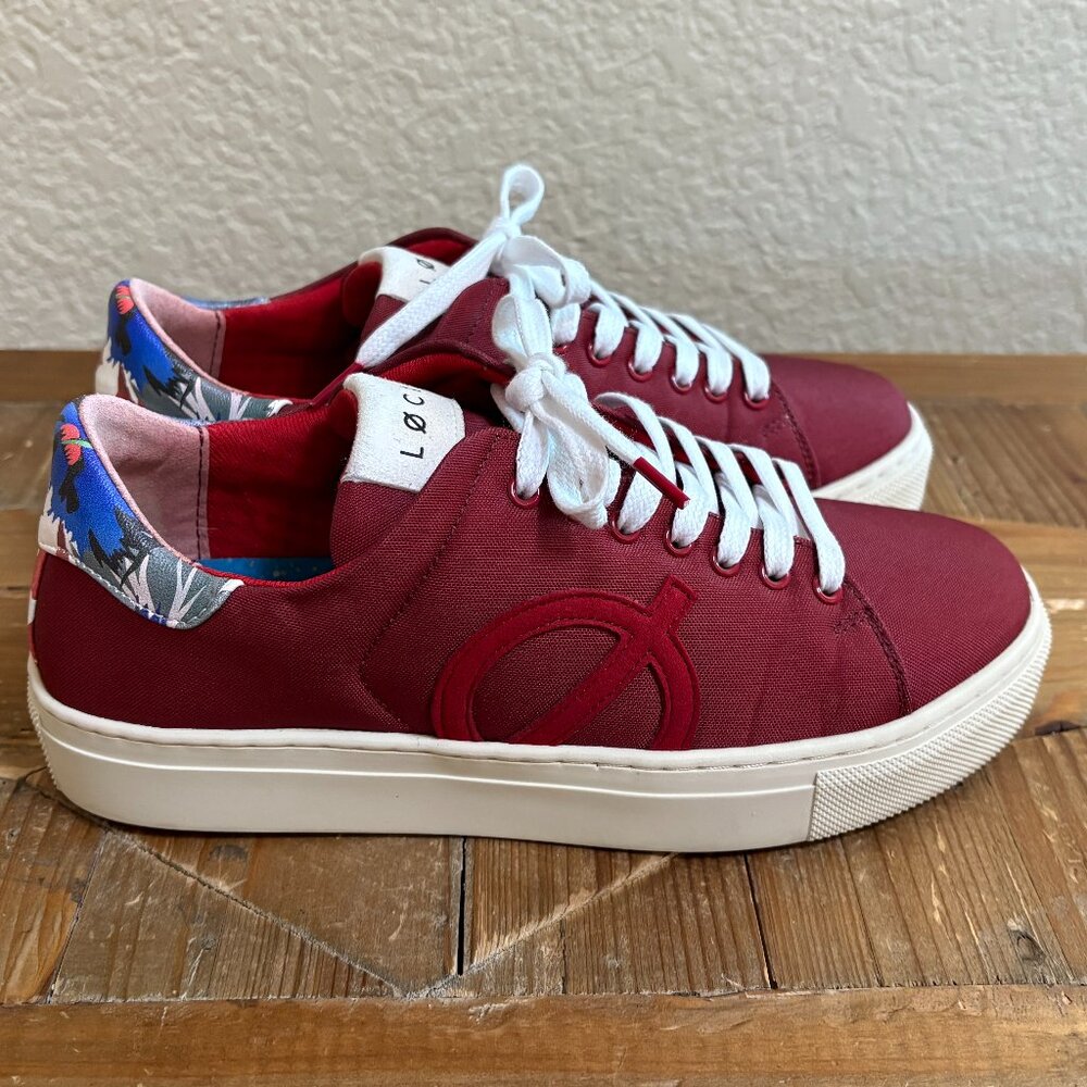 LØCI X ILARIA NINE in Red/Floral/Natural, Size US 6.5/ EU 37